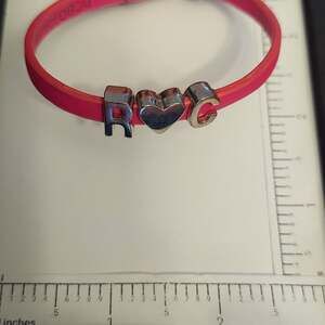 BCBGeneration "R" HEART "C" Pinkish Red Word Bracelet